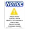 Signmission OSHA Notice Sign, Pinch Point Contact With Symbol, 10in X 7in Aluminum, 7" W, 10" L, Portrait OS-NS-A-710-V-17283 - alternate 1